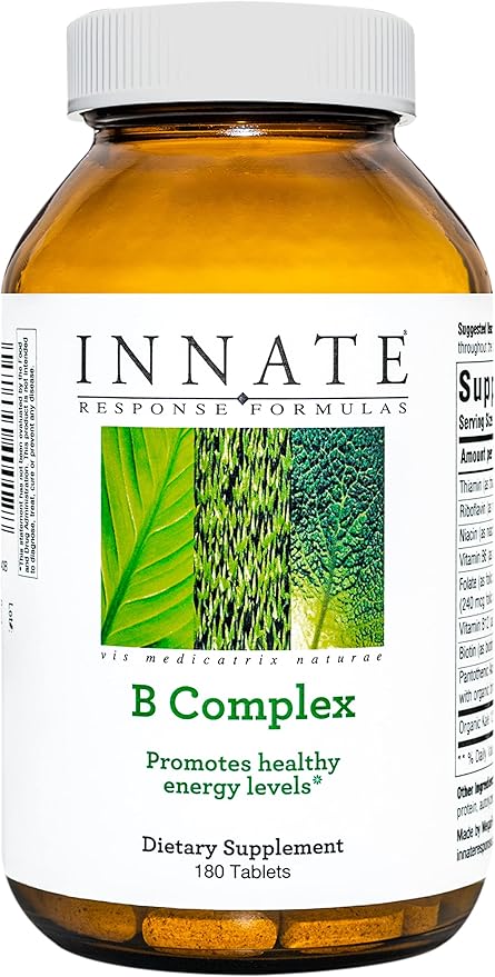 INNATE Response Formulas B Complex - B Vitamin Supplement - Supports Cellular Energy Production and Metabolism - Vegan, Kosher, Non-GMO Project Verified - Made Without 9 Food Allergens - 180 Tablets