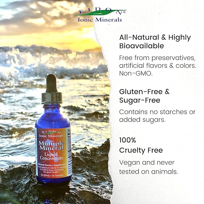 Eidon Multiple Minerals Supplement - Ionic Trace Mineral Drops for Water, Natural Liquid Vitamins to Support Heart Health and Hydration, No Preservatives - 2 oz, 2 Pack