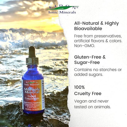 Eidon Multiple Minerals Supplement - Ionic Trace Mineral Drops for Water, Natural Liquid Vitamins to Support Heart Health and Hydration, No Preservatives - 2 oz, 2 Pack