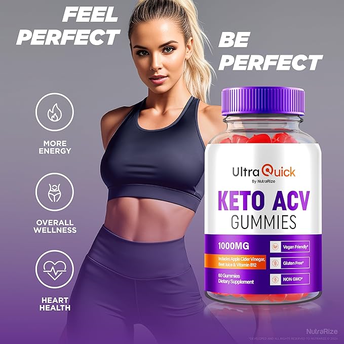 Ultra Quick Keto ACV Gummies, Ultra Quick Keto + ACV, All Natural Supplement, Premium Keto Plus ACV Formula, Apple Cider Vinegar 1000MG, Official UltraQuick Reviews (60 Gummies)