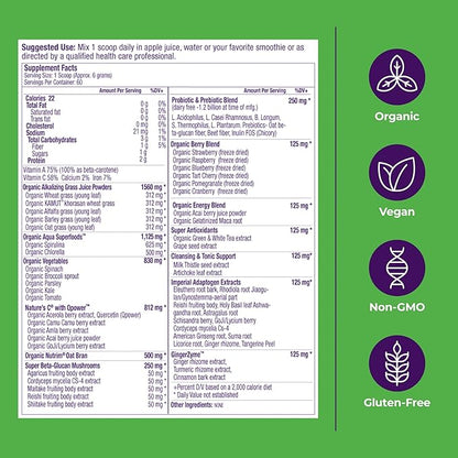 Paradise, ORAC Energy Greens Powder Extract, Super Antioxidants, Probiotics for Gut Health & Digestion, Vitamin C for Immunity, with Spirulina & Chlorella, Non-GMO, Gluten Free, 60 Servings