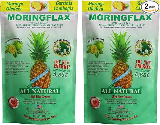 Moringflax Bag Formula 100 Natural Canadian Flax Seed with Garcinia Cambogia and Moringa Oleifera Bag, Tan, 16 Ounce - 2 Pack