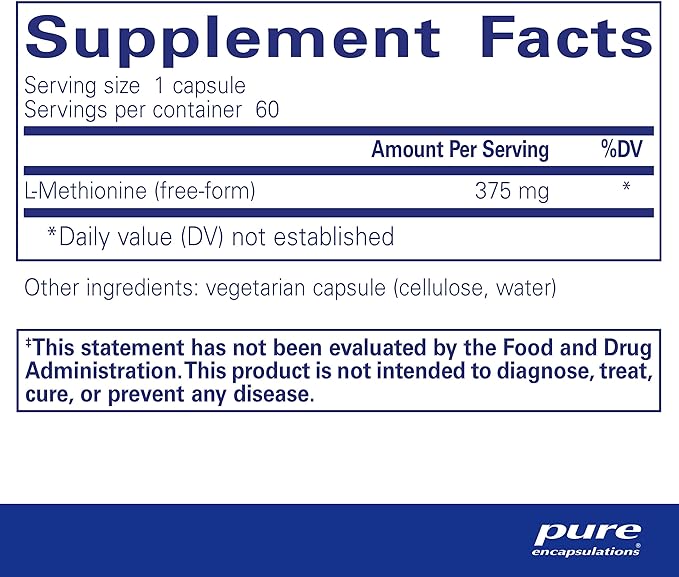 Pure Encapsulations L-Methionine | Glutathione and Amino Acid Supplement for Joints, Liver and Pancreas Support, Antioxidants, and Nervous System* | 60 Capsules