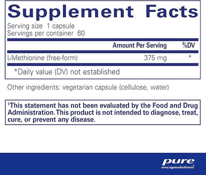 Pure Encapsulations L-Methionine | Glutathione and Amino Acid Supplement for Joints, Liver and Pancreas Support, Antioxidants, and Nervous System* | 60 Capsules