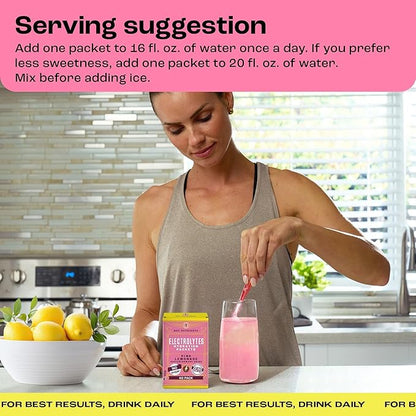 KEY NUTRIENTS Electrolytes Powder Packets - Fresh Pink Lemonade 40 Pack Hydration Packets - Travel Hydration Powder - No Sugar, No Calories, Gluten Free - Made in USA