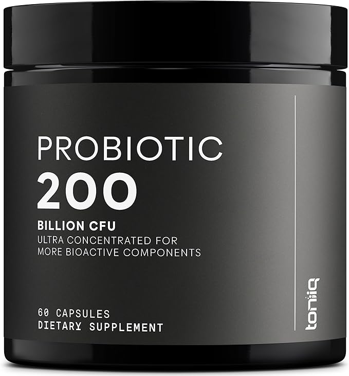 Toniiq 200 Billion CFU Probiotic Supplement 30 Verified Third-Party Tested Strains - Fully Shelf-Stable Probiotics Formula with Prebiotic Blend - Extended Release Capsules