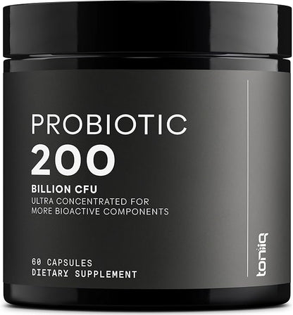 Toniiq 200 Billion CFU Probiotic Supplement 30 Verified Third-Party Tested Strains - Fully Shelf-Stable Probiotics Formula with Prebiotic Blend - Extended Release Capsules