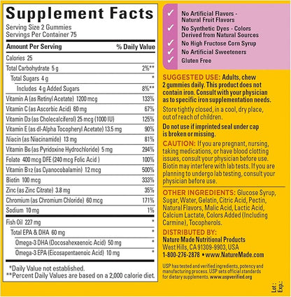 Nature Made Womens Multivitamin with Omega-3, Multivitamin for Women for Daily Nutritional Support, 150 Gummies, 75 Day Supply