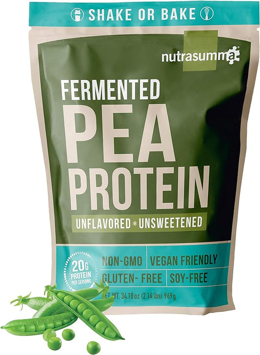 Pea Protein Powder, Unflavored and Unsweetened Sugar Free Vegan Protein Powder, 100% Plant Based Protein Powder, Non GMO, Gluten Free & Soy Free, 2.14 LB Protein Powder