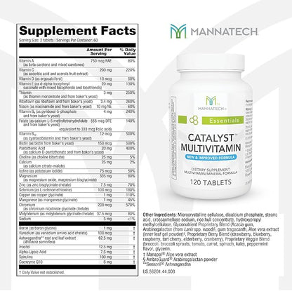 Mannatech Catalyst Multivitamin 120 Tablets, Maximize Your Multivitamin. Provides Antioxidants Vitamin A, Vitamin C, and Vitamin E, Now with Ashwagandha to Support You Physically and Emotionally