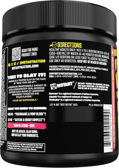 Mutant Madness | Pre Workout Powder Performance and Pump Blend Includes L-Citrulline, Beta-Alanine, Taurine, L-Tyrosine | 270G (9.52 OZ) 30 Serving | Fruit Punch