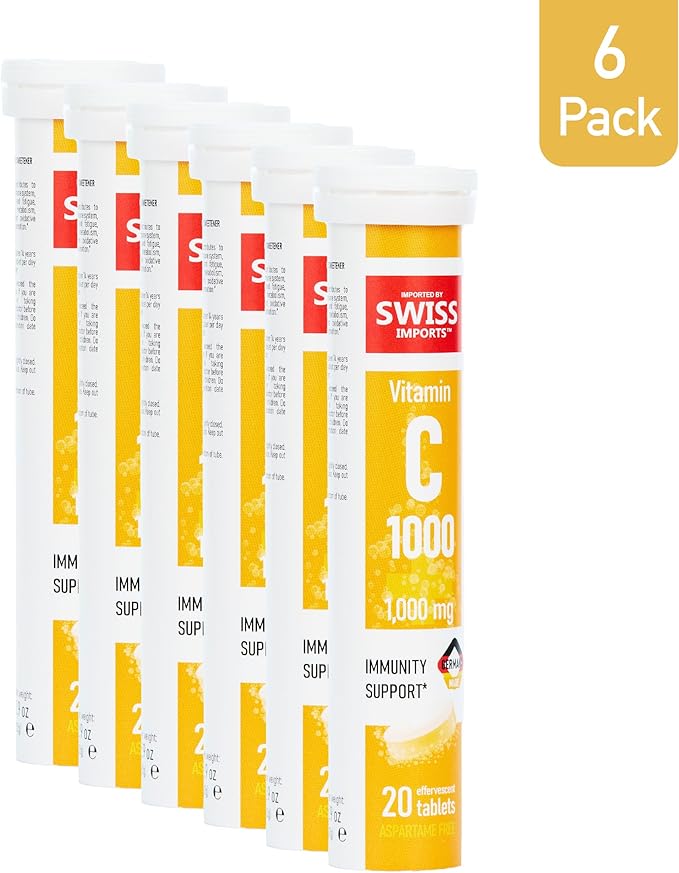 Effervescent Vitamin C 1000mg Dietary Supplement, 6-Pack, 120 Tablets