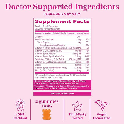 Pink Stork Total Postnatal Vitamin Gummies - Multivitamin for Postpartum Recovery and Lactation Support - Folic Acid, B6, & Vitamin C - Breastfeeding Essentials - 60 Gummy Vitamins