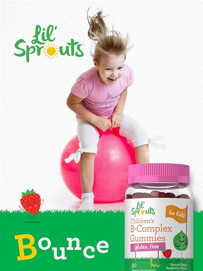 Carlyle Kids B Complex Gummies | 90 Count | Peach Raspberry Flavor | Non-GMO, Gluten Free & Vegan Supplement | Lil' Sprouts