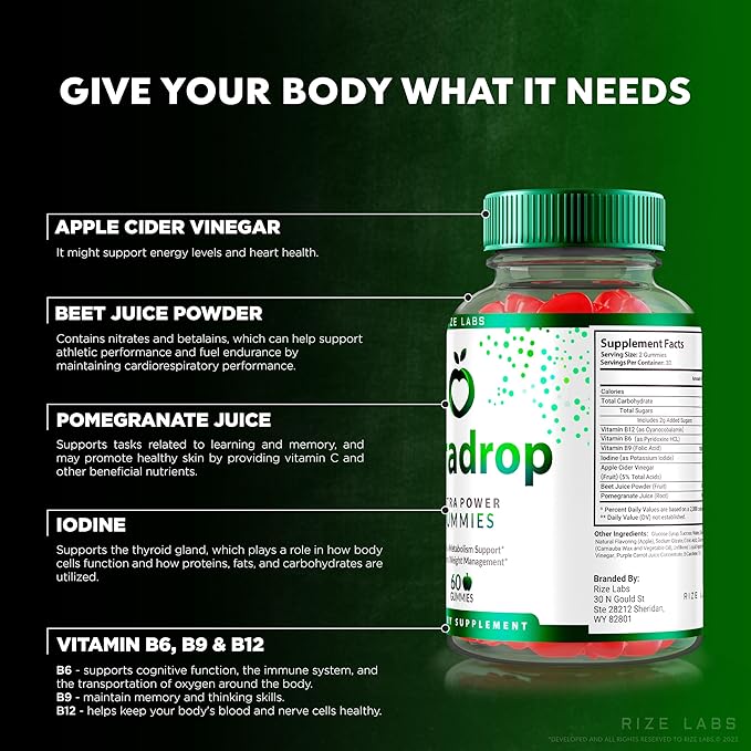 Puradrop Extra Power Gummies for Weight Loss Management, Extra Strength, Keto ACV (Apple Cider Vinegar) Gummy Supports Healthy Metabolism (60 Gummies)