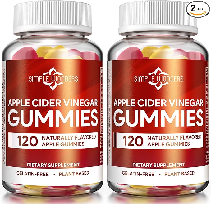 Apple Cider Vinegar Gummies with The Mother - ACV Gummies for Detox, Cleansing & Immune Support - Made with Black Carrot & Ginger Dry Extract - Pectin Based, Non-GMO, Gluten-Free (2 Pack)