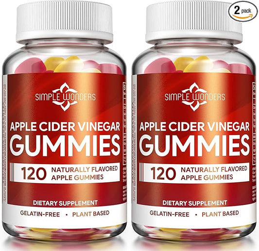 Apple Cider Vinegar Gummies with The Mother - ACV Gummies for Detox, Cleansing & Immune Support - Made with Black Carrot & Ginger Dry Extract - Pectin Based, Non-GMO, Gluten-Free (2 Pack)