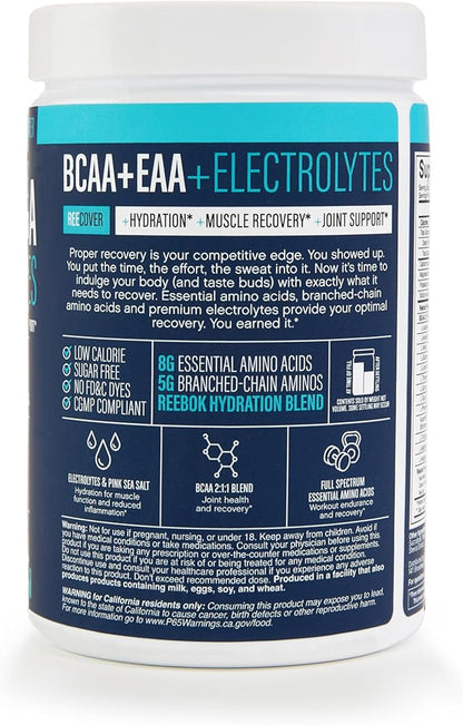 Reebok ReeCover BCAA + EAA + Electrolytes | 8g EAAs, 5g BCAAs, Hydration Matrix | Muscle Recovery, Strength | Post-Workout Support | 30 Servings | Rocket Moon Pop