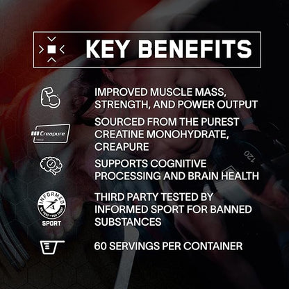 BARE PERFORMANCE NUTRITION, BPN Pure Creatine Monohydrate Powder by Creapure, 5g of Creatine per Serving, Supports Muscle Growth, Unflavored Creatine Powder, 30 Servings