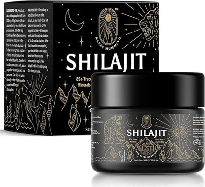 Shilajit Resin with Fulvic Acid & Trace Minerals, Original Siberian Pure Shilajit with 85+ Humic Acid Supplement Gel, Support Metabolism & Immune System - 100 Serving / 50g
