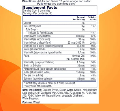 ONE A DAY Teen Multi+ Immunity Defense Vitamins, Multivitamin Gummies With Boost of Immunity Support with Vitamins A, C, D, E, Selenium & Zinc, 120 Count