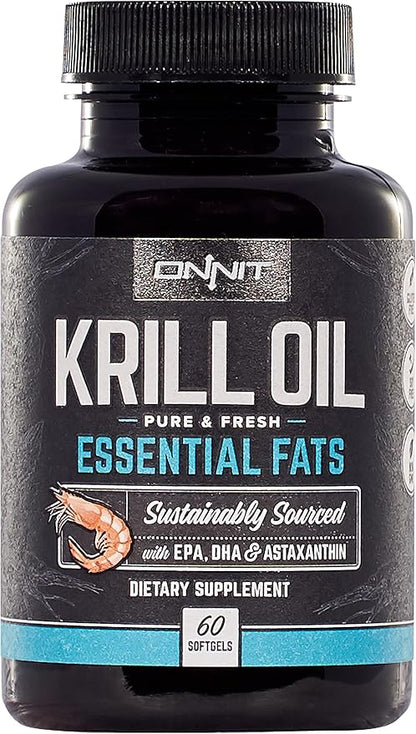 ONNIT Antarctic Krill Oil - 1000mg Per Serving - No Fishy Smell or Taste - Packed with Omega-3s, EPA, DHA, Astaxanthin & Phospholipids - Supports Healthy Joints, Brain, Heart, and Blood Pressure