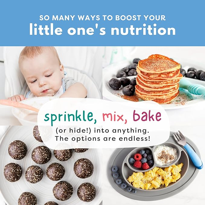 Organic Digestion Booster (Apple & Cinnamon) & Brain Booster - Milled Chia Seed, Milled Flaxseed and Hemp Hearts with Vitamin D, DHA, Probiotics for 6M+ Babies Toddlers & Kids (7oz x 2 Pack)