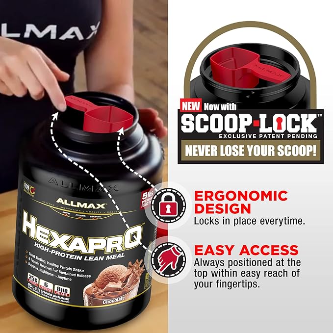 ALLMAX HEXAPRO, Cookies & Cream - 5 lb - 25 Grams of Protein Per Serving - 8-Hour Sustained Release - Zero Sugar - 52 Servings