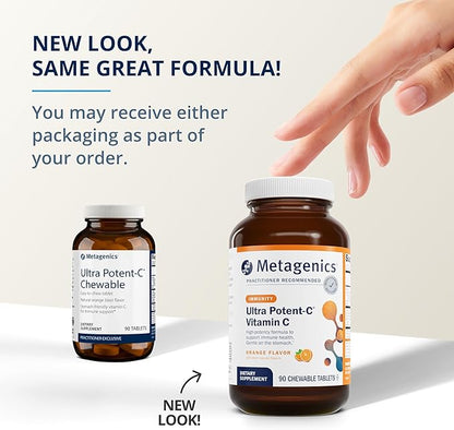 Metagenics Ultra Potent-C Chewable - for Immune & Antioxidant Support* - with L-Cysteine & L-Lysine - Chewable VIT C - Natural Orange Blast Flavor - Bioflavonoids Supplements - 90 Tablets