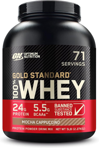 Optimum Nutrition Gold Standard 100% Whey Protein Powder, Mocha Cappuccino, 5 Pound (Packaging May Vary)