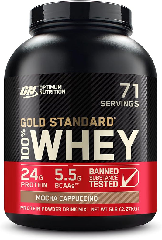 Optimum Nutrition Gold Standard 100% Whey Protein Powder, Mocha Cappuccino, 5 Pound (Packaging May Vary)