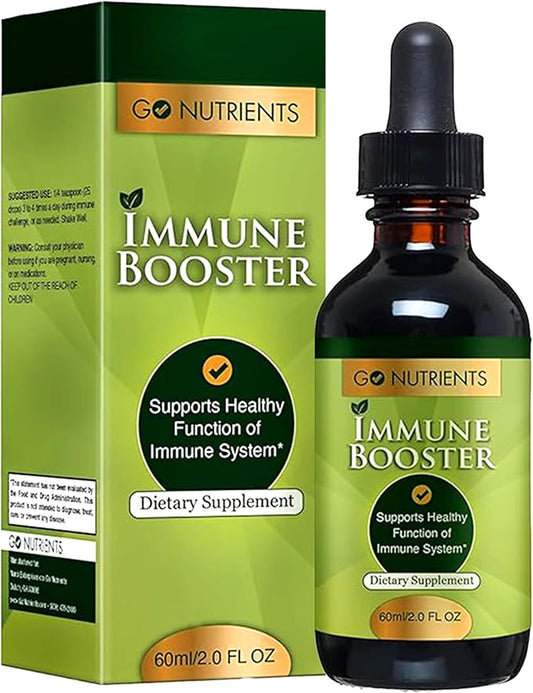 Go Nutrients Immune Boosters for Adults and Kids - Immune Support Supplement with Echinacea Goldenseal & More - 7 in 1 Immunity Supplement - Fast Acting for Onset of Symptoms - 2.0 oz. | 48 Servings