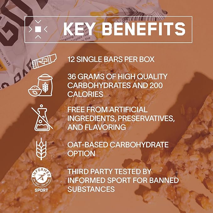 Bare Performance Nutrition BPN Go Bar, Oat Based Endurance Training Bar 36g of Carbohydrates and 200 Calories Per Bar, 12 Bars Per Box, Original Oat