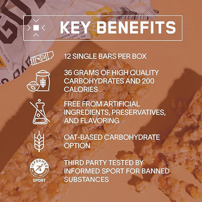Bare Performance Nutrition BPN Go Bar, Oat Based Endurance Training Bar 36g of Carbohydrates and 200 Calories Per Bar, 12 Bars Per Box, Original Oat