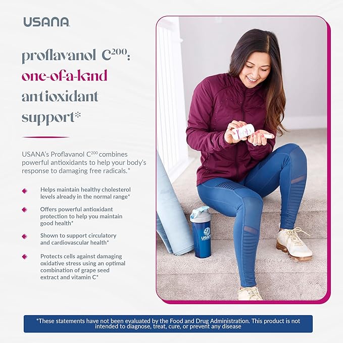 USANA Proflavanol C200 - Advanced Antioxidant with Bioflavanoids and Vitamin C for Heart Health - 56 Tablets - 28 Day Supply
