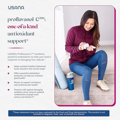 USANA Proflavanol C200 - Advanced Antioxidant with Bioflavanoids and Vitamin C for Heart Health - 56 Tablets - 28 Day Supply