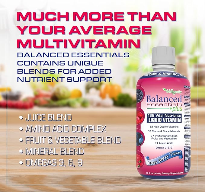Balanced Essentials 2 Pack Natural Liquid Nutritional Supplement Vitamin 32 Ounces Very Berry S-BE32