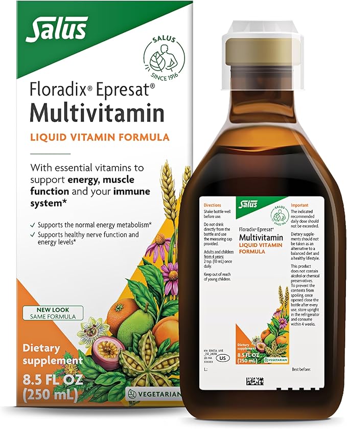 Floradix Epresat Adult Multivitamin - Daily Liquid Multivitamin with Vitamin A, Milk Thistle & More for Wellness - Energy Support & Liver Health Support - Vegetarian, Non-GMO - 8.5 fl oz