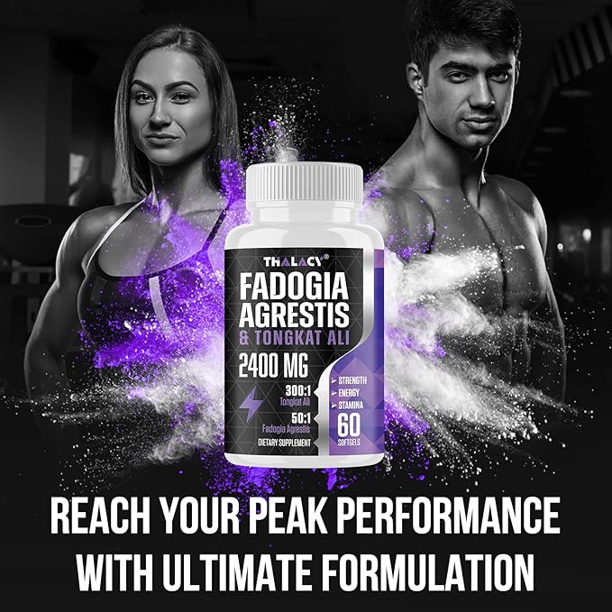 2400mg Fadogia Agrestis Tongkat Ali Supplement - Fadogia Agrestis 1400mg & Tongkat Ali 1000mg Ultra Blend, Maximum Strength, Muscle Mass & Athletic Performance, 60 Softgels