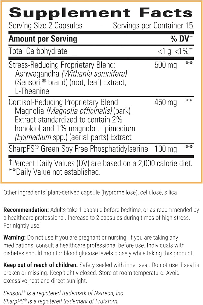 Integrative Therapeutics Cortisol Manager - Allergen-Free - Supplement with Ashwagandha and L-Theanine - Supports Relaxation & Calm to Support Restful Sleep* - 30 Tablets
