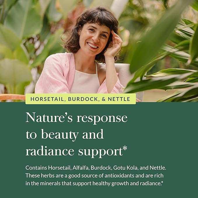 Gaia Herbs Hair, Skin & Nail Support - Helps Promote Healthy Skin, Hair Growth & Nail Growth - with Horsetail, Alfalfa, Burdock, Gotu Kola & Nettle - 60 Vegan Liquid Phyto-Capsules (15-Day Supply)