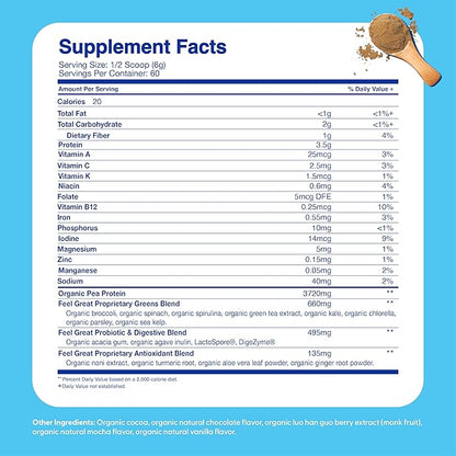 Kids Organic Super Greens Powder with Fruits & Veggies - All-In-One Kids Multivitamin made from Real Plants - No Synthetic Vitamins, No Fillers or Binders, No Sugar Added.