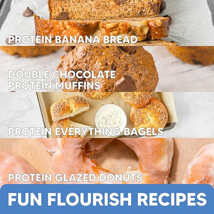Flourish - Protein Pancake & Waffle Mix, Whey Protein Isolate & Flax Seed, Non-GMO, No Added Sugar, Superfood, High Protein & Fiber, Just Add Water - Vanilla, 16oz