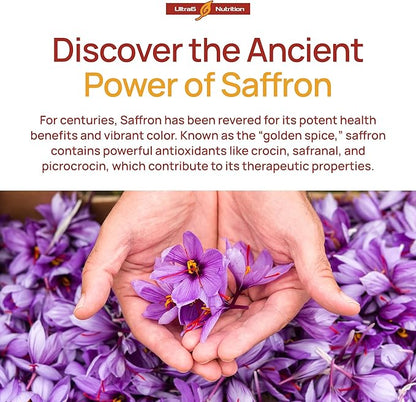 Happy Saffron Supplements - 100% Pure Saffron Extract Supplement - Mood Enhancer for Women & Men - Saffron Supplements for Eye Health Support - Saffron Supplement - Saffron Capsules - 90 Servings