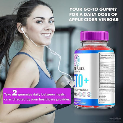 Slim Aura Keto ACV Gummies, Official SlimAura Keto + ACV Gummies, All Natural Apple Cider Vinegar Gummy, Premium Keto Plus ACV Formula, ACV Keto Gomitas (60 Gummies)