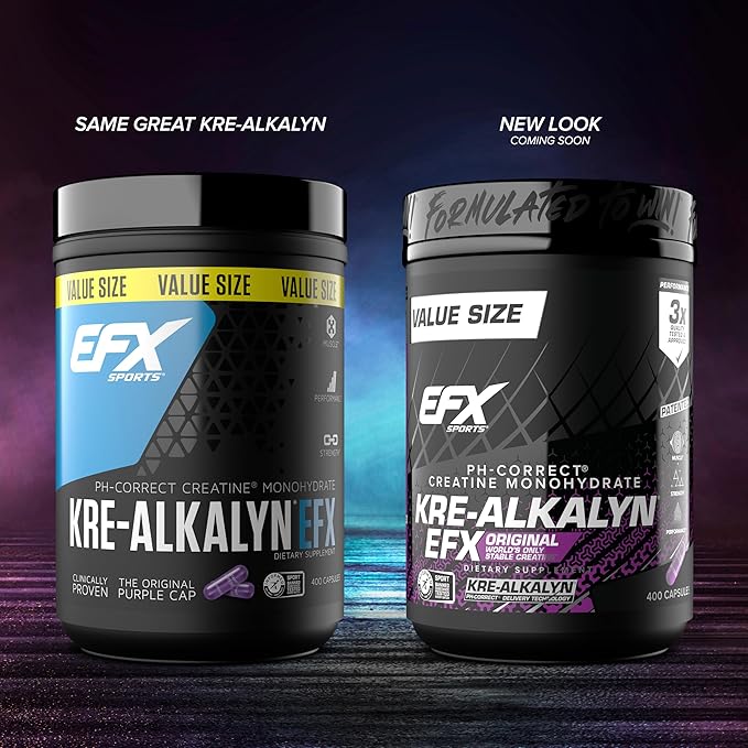 EFX Sports Kre-Alkalyn EFX | pH Correct Creatine Monohydrate Pill Supplement | Strength, Muscle Growth & Performance | 200 Servings, 400 Capsules
