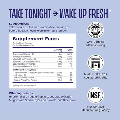 DHM Detox 5 Portable Servings - Optimized Blend of DHM (Dihydromyricetin Supplement) and Vitamins to Take During Evening for Better Next Day and Recovery