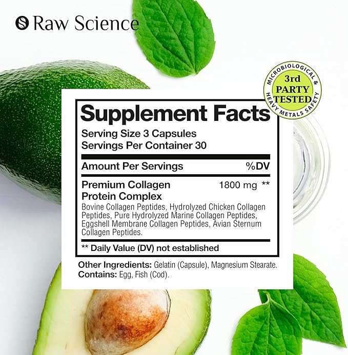 Multi Collagen Pills - Collagen Supplements for Women & Men, Bovine Collagen Bone Supplements, Hydrolyzed Collagen for Skin, Hair & Nails - Made In USA, Gluten Free 90 Multi Collagen Peptides Capsules