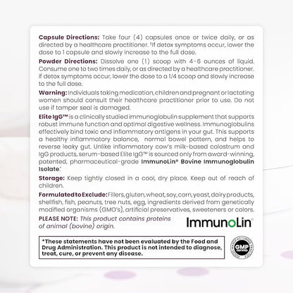 Pure Therapro Rx Elite IgG Immunoglobulin Supplement | 1100+ mg IgG, IGA & IgM Serum Derived Immunoglobulins (SBI) | Colostrum Supplement Alternative | Gluten, Dairy & GMO Free (120 Capsules)