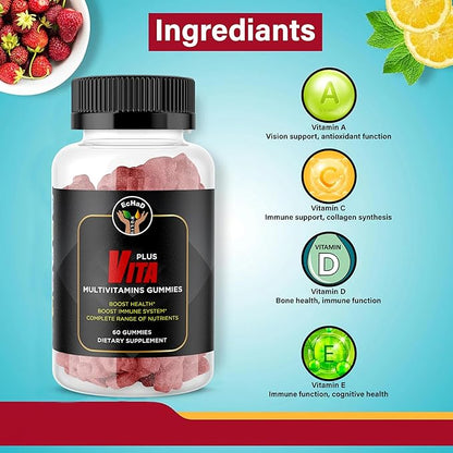 EcHaD VITA Plus Multivitamin Gummies - Immune & Health Booster - 60 Gummies - Essential Micronutrients for Adults